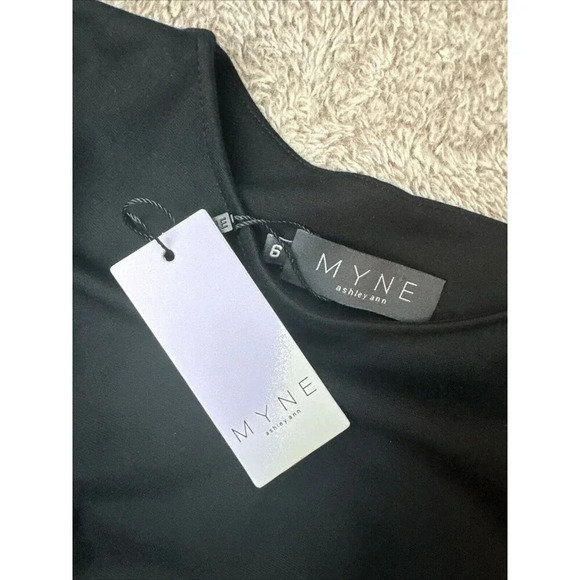 MYNE Ashley Ann Dress Cutout Ponte BodyCon DRESS Size 6 BLACK  New - Picture 11 of 13